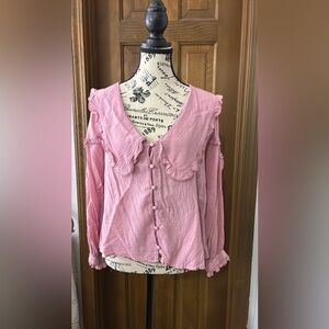 HYFVE Soft Pink Peter Pan Collar Ruffled Blouse